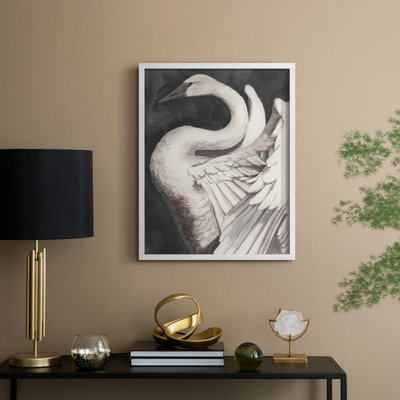 Swan Dance II, reproduction encadrée - bois massif