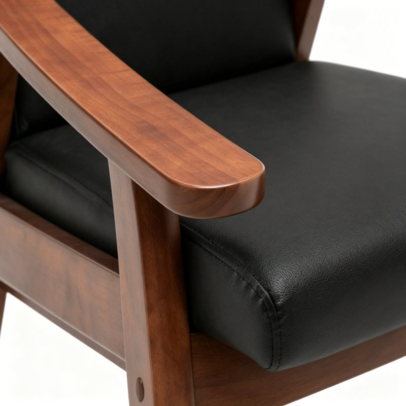 Accent Chair with Upholstery and Solid Wood Frame, Classic Mid-Century Modern Living Room Furniture for Extra Seating