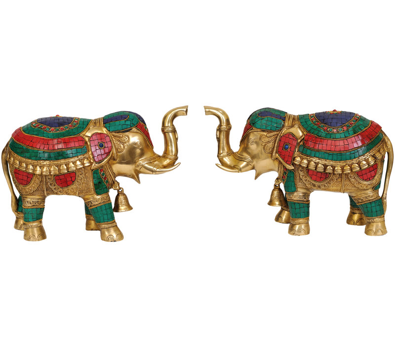 Paire d'éléphants à incrustation