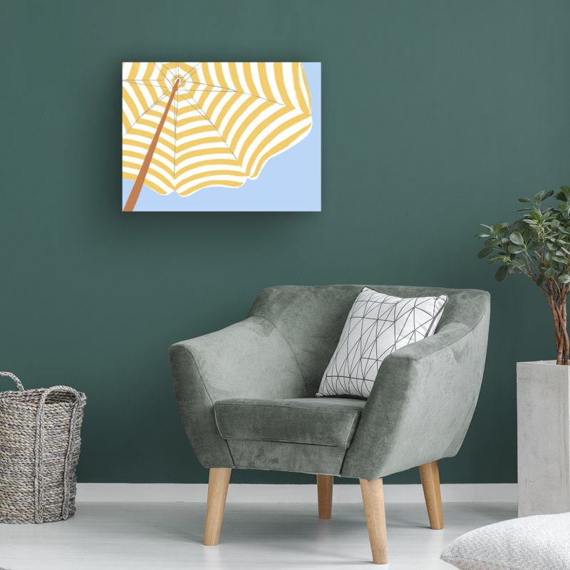 «Highland Dunes June» par Erica Vess Parasol Beach Stripes II, art mural sur toile, H 35 po x l 47 po