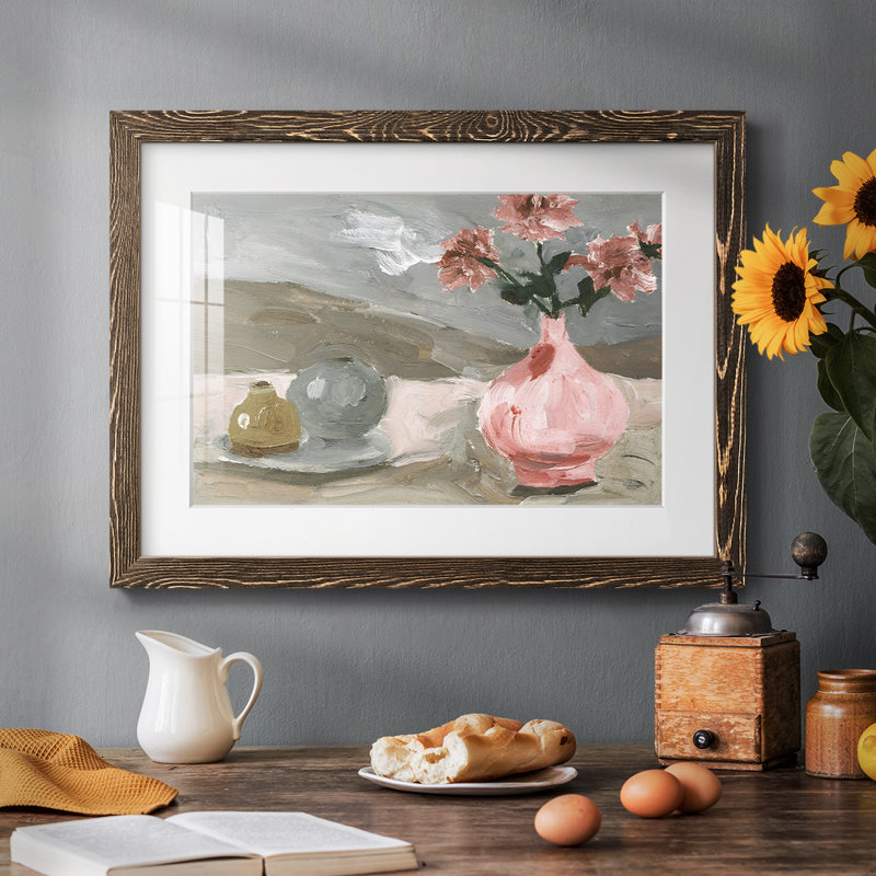 Vase de fleurs roses VI - impression, Noyer, H 26 po x l 38 po x P 1,5 po