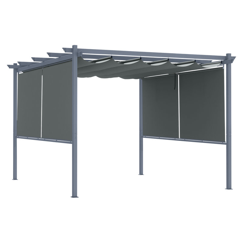Aoodor Aluminum Pergola with Canopy, 12 ft. x 12 ft., Dark Gray