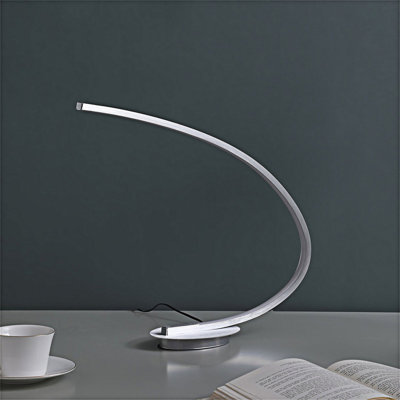 Lampe de table moderne à DEL avec ampoule écoénergétique 12 W et finition argent brossé élégante