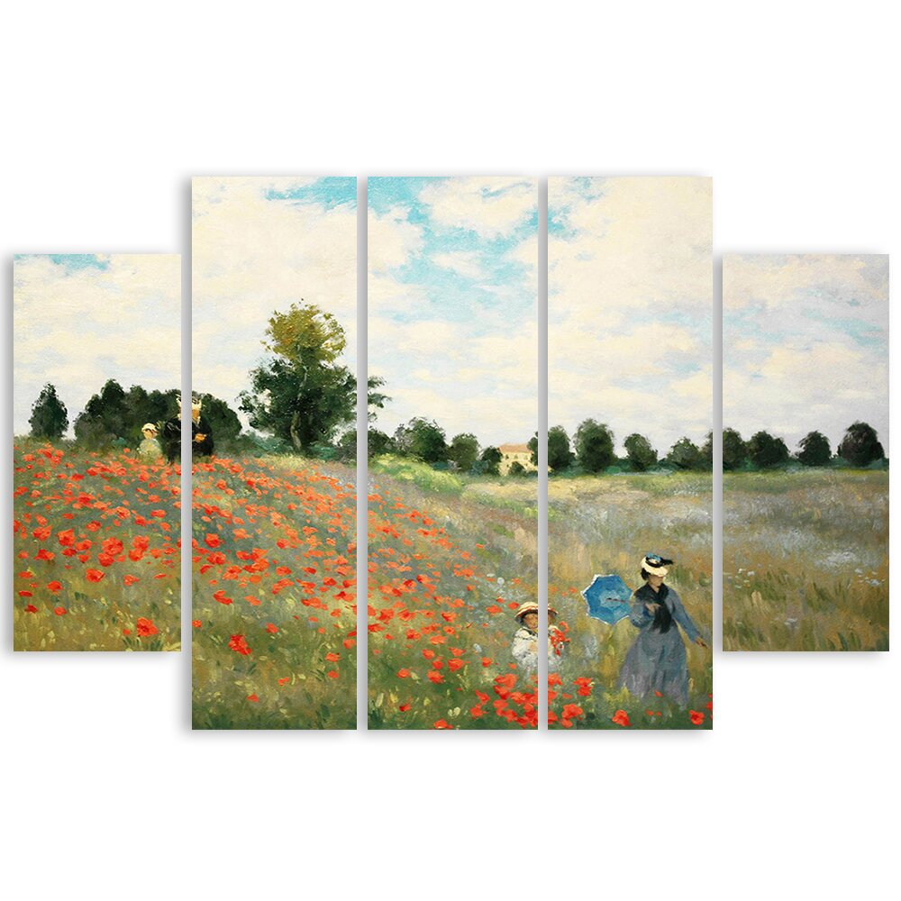 5-tlg. Leinwandbilder-Set Poppies, Near Argenteuil von Claude Monet