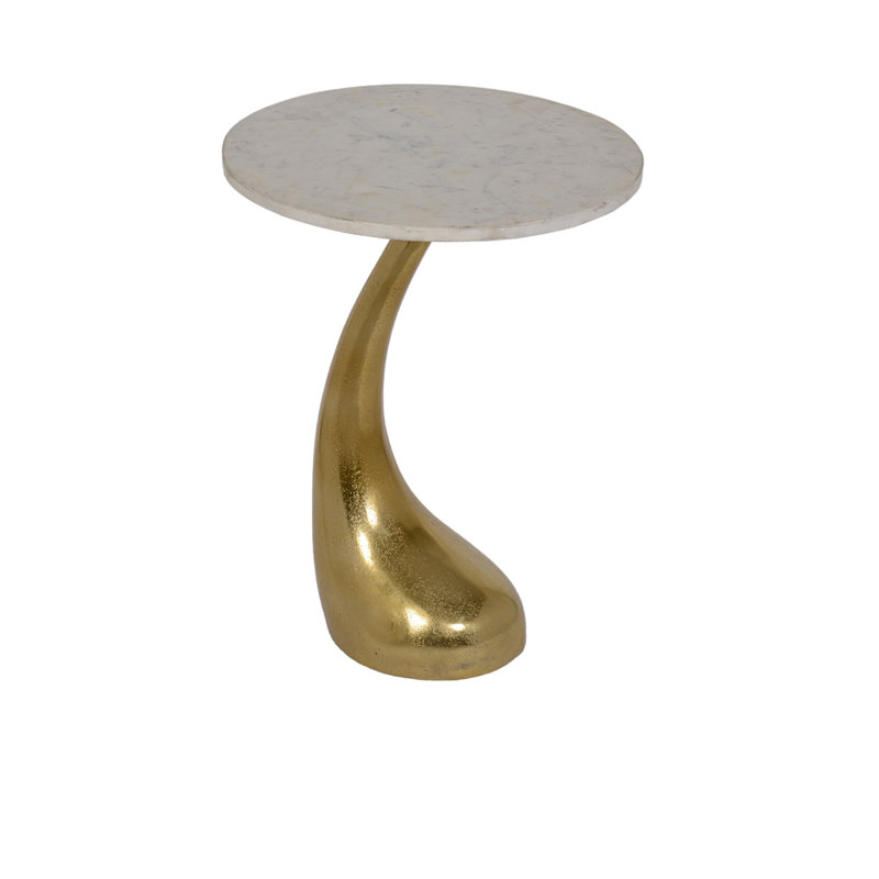 Table ronde avec plateau en marbre blanc de 16,9 po de diamètre