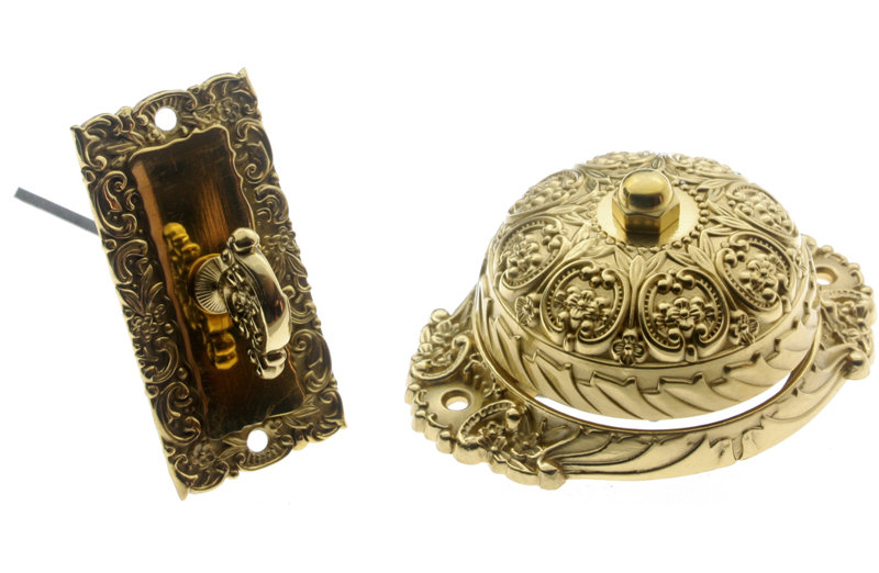 Solid Brass Ornate Twist Bell, Polished Brass