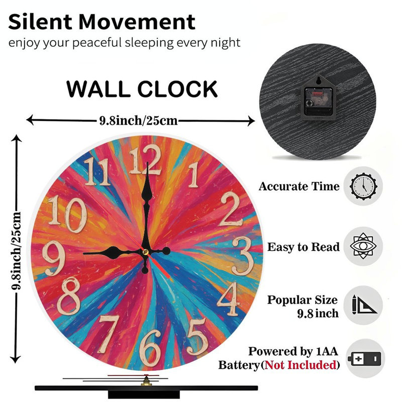 Radial Burst Clock Face With Numbers