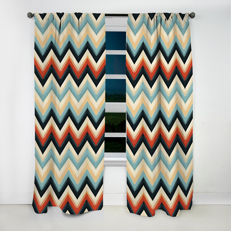 Motif à chevron rétro I - Chevron - Rideau occultant à chevrons - 1 panneau, L 52 po x L 90 po