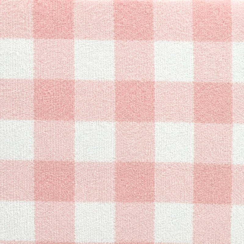 Lit de jour simple tapissier en vichy avec tête de lit ondulée festonnée et pieds dorés, aucun sommier nécessaire, Pink