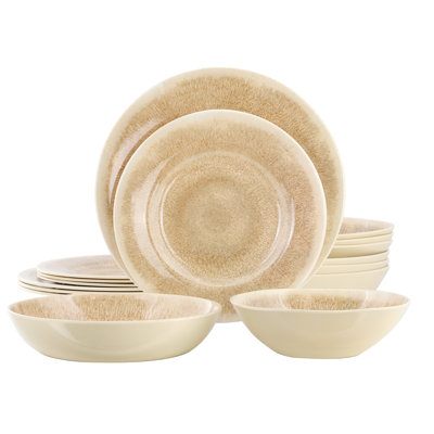  Casper Court 16 Piece Round Melamine Dinnerware Set in Biege