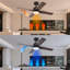 Ventilateurs de plafond à tige verticale de 44 pouces avec lumières et télécommande, ventilateurs de plafond intelligents à 4 pales à DEL blanches pour l'intérieur et l'extérieur pour la chambre à coucher, le salon et les patios-1978205988