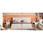 Lit tapissier hydraulique à très grand lit avec revêtement beige et grand rangement