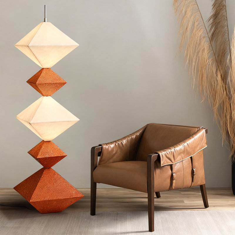 Resin Frameless Home Abstract Floor Lamp, Orange