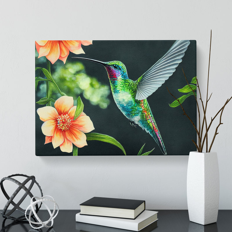 Hummingbird Watercolour Vol.3 - Wrapped Canvas, 35cm H x 50cm W x 3cm D