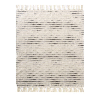 Deep Ombre Striped Handmade Woven Throw Blanket with Fringe