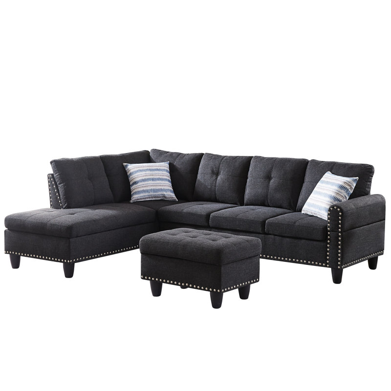 Canapé modulaire symétrique 97,5 po avec méridienne avec repose-pieds, Face à la gauche
