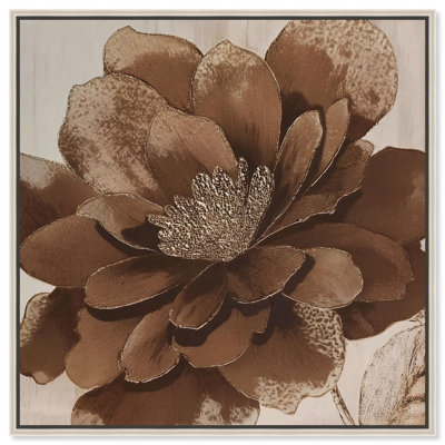 Bronze Flower I Canvas Print Floral Wall Art by Art Remedy, Silver Frame, 30 x 30