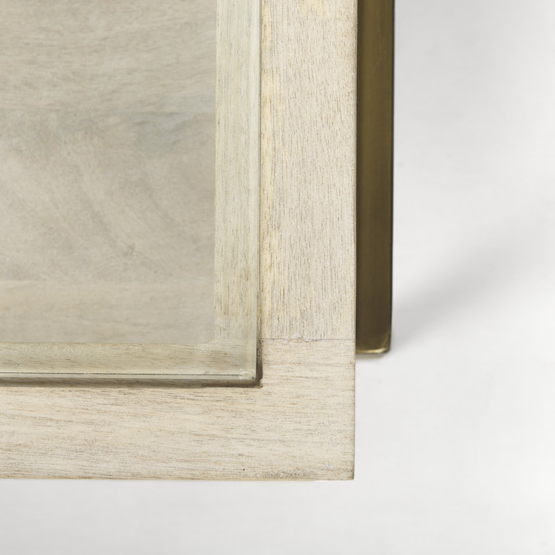 Warner Coffee Table with Storage, Gold, White, 15" x 43.5" x 42"
