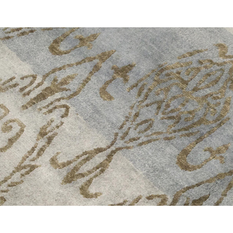 Himalayan Damask Area Rug in Blue/Brown, Rectangle 12'1" x 15'