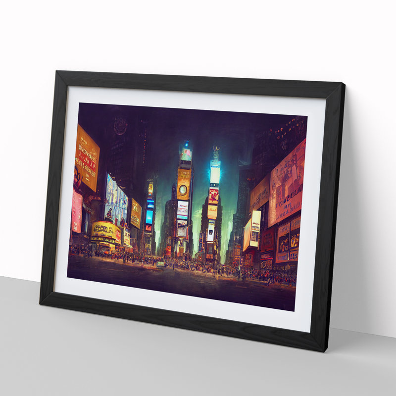 XH1022-6204X Modern Times Square Art Vol.3 1 Piece Single Picture Frame Wall Art, 46cm H x 64cm W x 2cm D, Black Framed