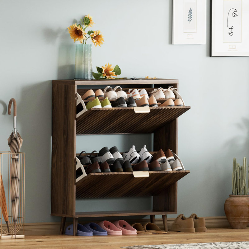 Rangement pour chaussures, rangement autoportant moderne, Marron foncé