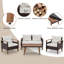 Ensemble de conversation de patio 4 pièces avec table en bois-573964675