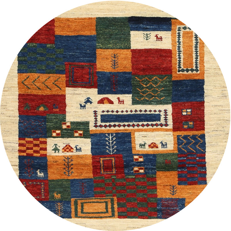 Tapis beige/brun/gris contemporain, Rond 5 pi
