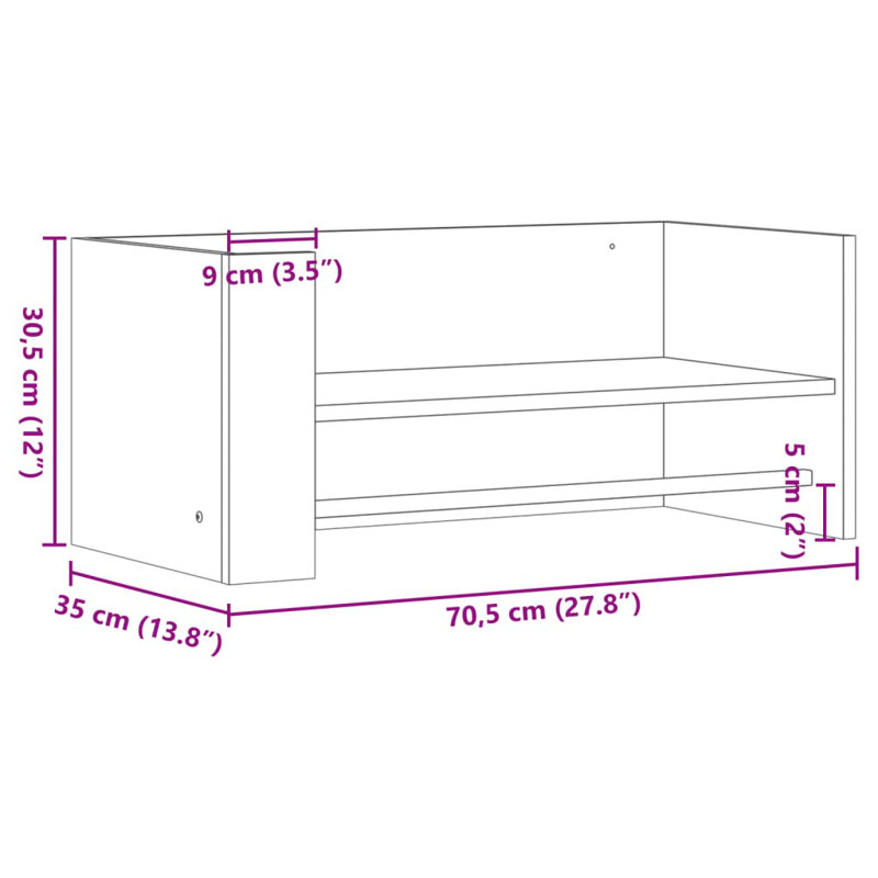 Robbert Floating Shelf, White, 30.5cm H x 70.5cm W x 35cm