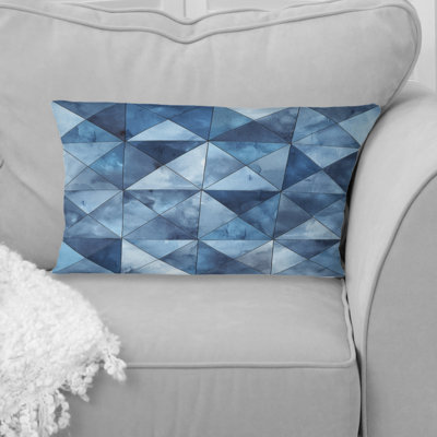 Coussin lombaire moderne bleu et blanc Modern Triangles IV