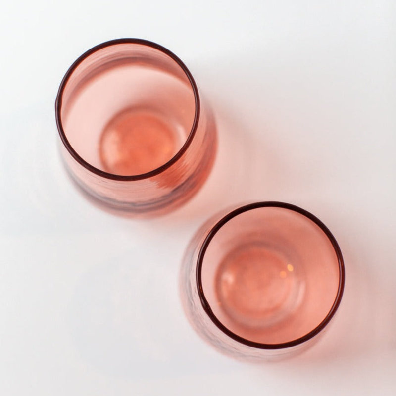 Verre martelé à la main S / 4 - Rosé, Rose