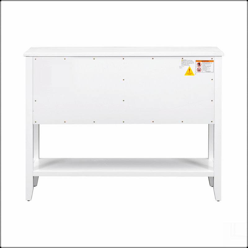 Grande console de rangement rétro avec quatre petits tiroirs Cambridge Series, Blanc