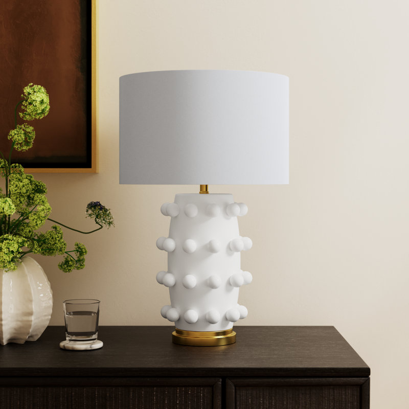 Jacqueline Table Lamp, Matte White/Gold