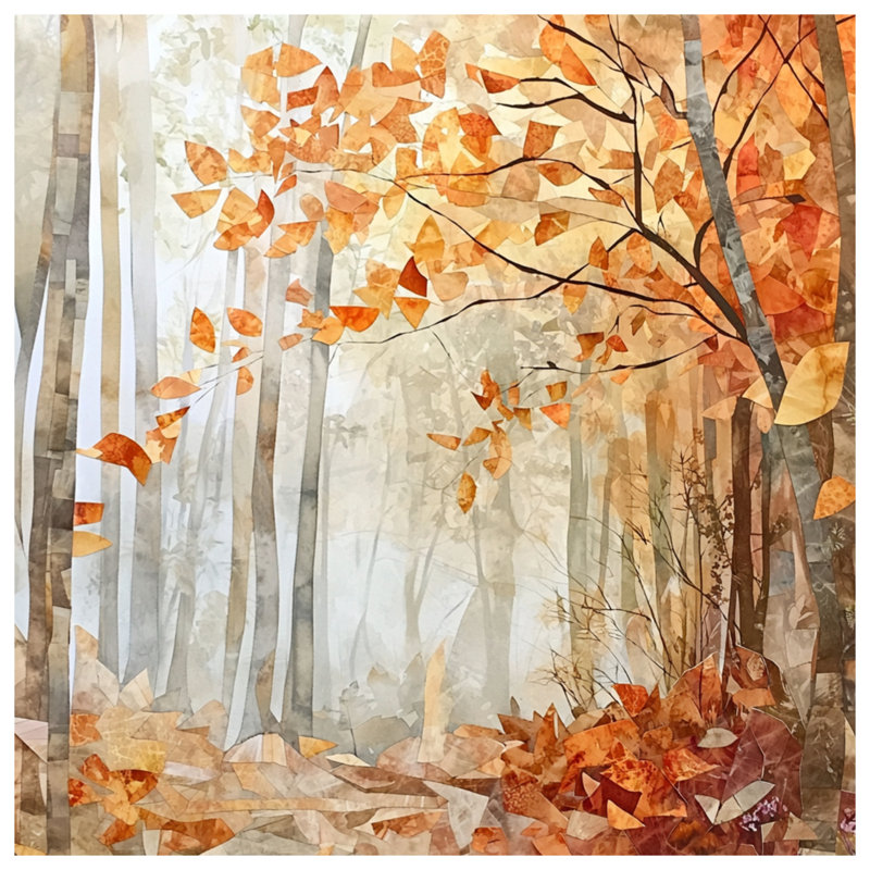 Autumn Forest Scene Bedding Leaves Bedspread Nature, Twin