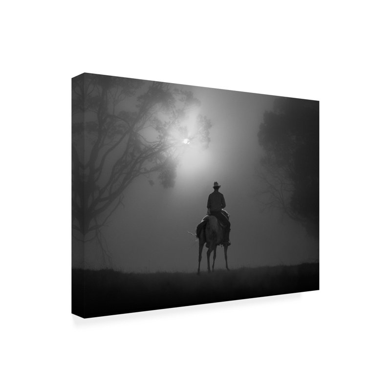 Art sur toile Frank Ma Riding In Dawn Mist, H 14 po x l 19 po
