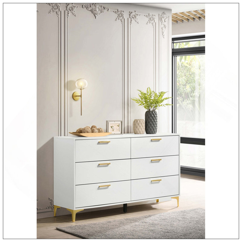Commode rectangulaire à 6 tiroirs Karena, Blanc