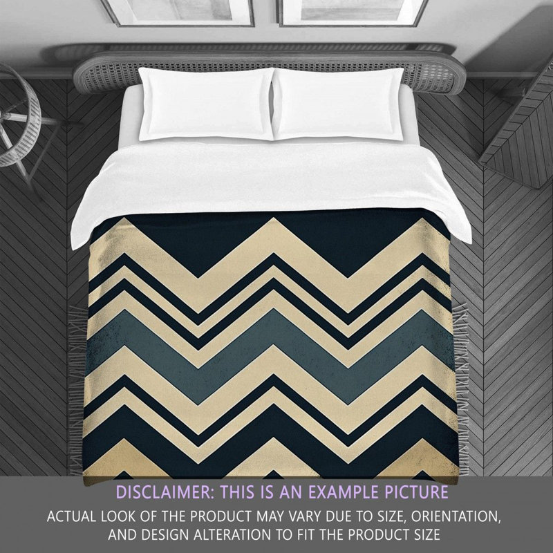 Chevron Comforter, Twin Comforter, Navy/Beige