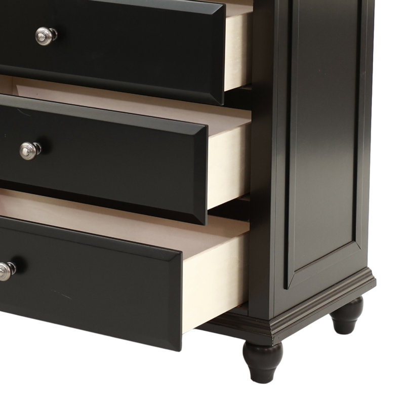 Commode 5 tiroirs noire Dontai