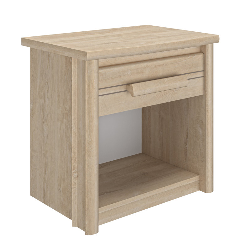 Roiguez 54cm W Manufactured Wood Bedside Table, Blond Oak