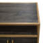 Table de bout Empire à 2 portes en placage brun foncé avec structure en métal doré brossé à la main-42675540