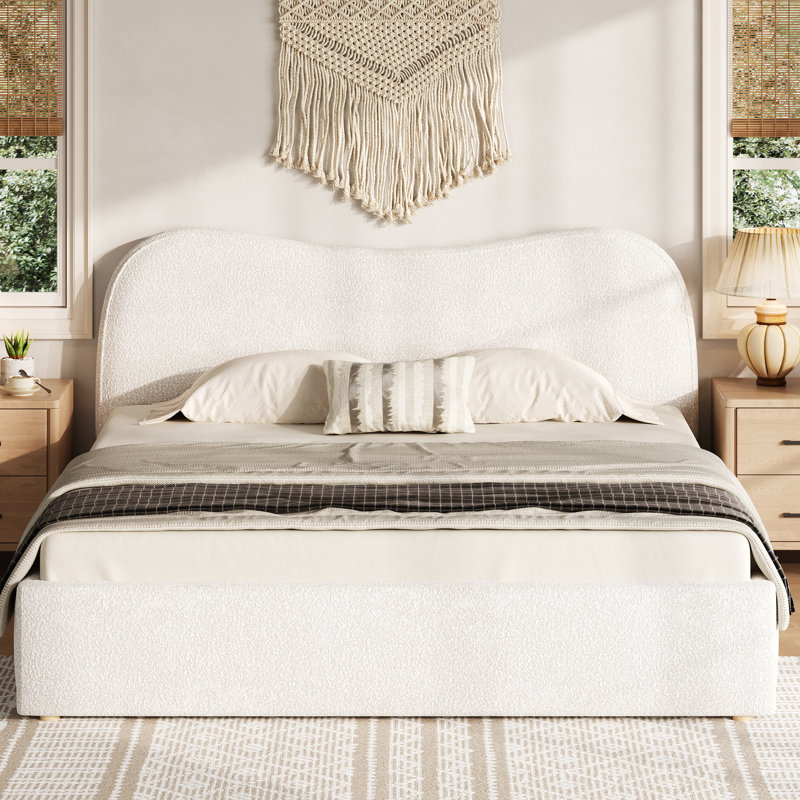 Très grand lit plateforme tapissier avec lattes en bois, support de lattes, sans sommier, base de lit moderne, blanc, Blanc