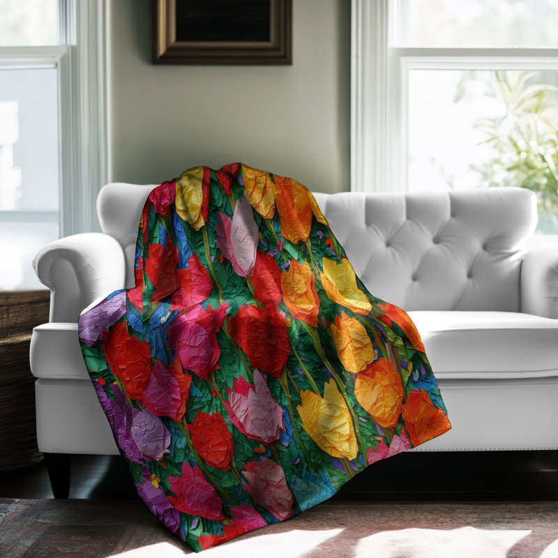 Jeté Spectrum Tulip Delight - 1 pièce Sherpa Bl Premium, L 60 po x L 80 po