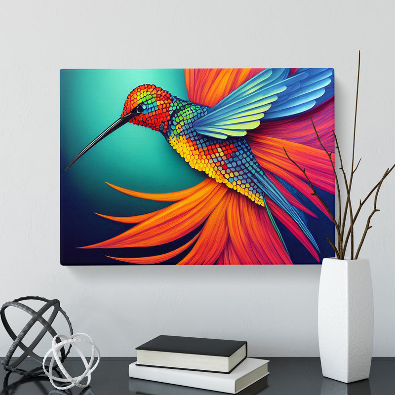 Exotic Hummingbird Abstract - Wrapped Canvas, 35cm H x 50cm W x 3cm D