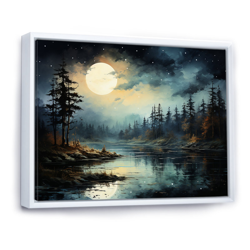 Magical Forest Moons Melody - Minimalisme, art mural, H 12 po x l 20 po x P 1 po, Cadre flottant blanc