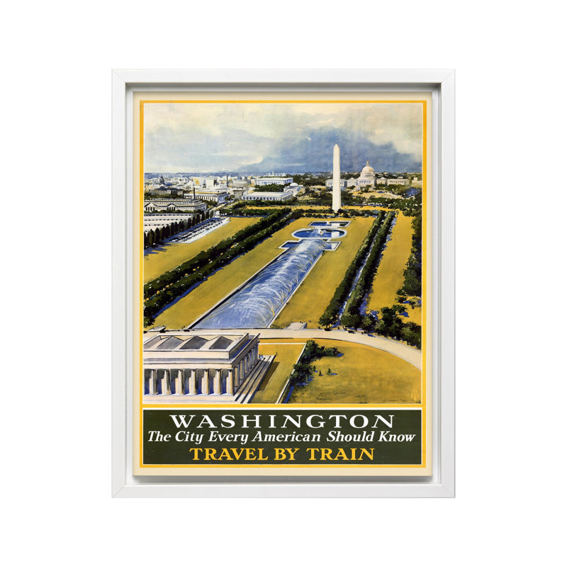Voyage en train à Washington, Canevas, H 24 po x l 32 po, Encadrement blanc