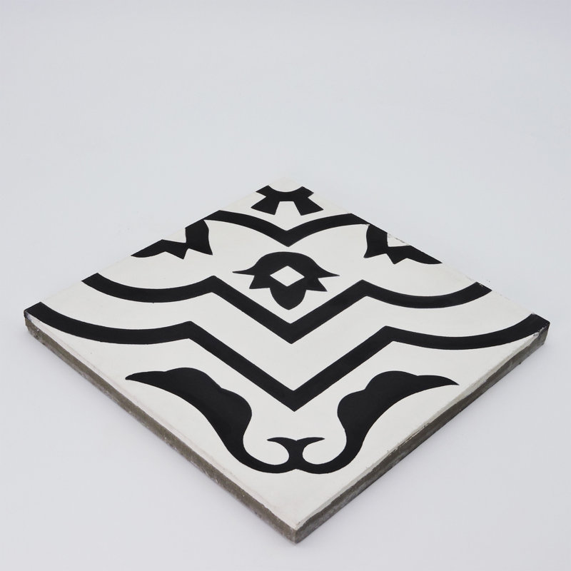Taza 8 in. x 8 in. Honed Tile, White/Black
