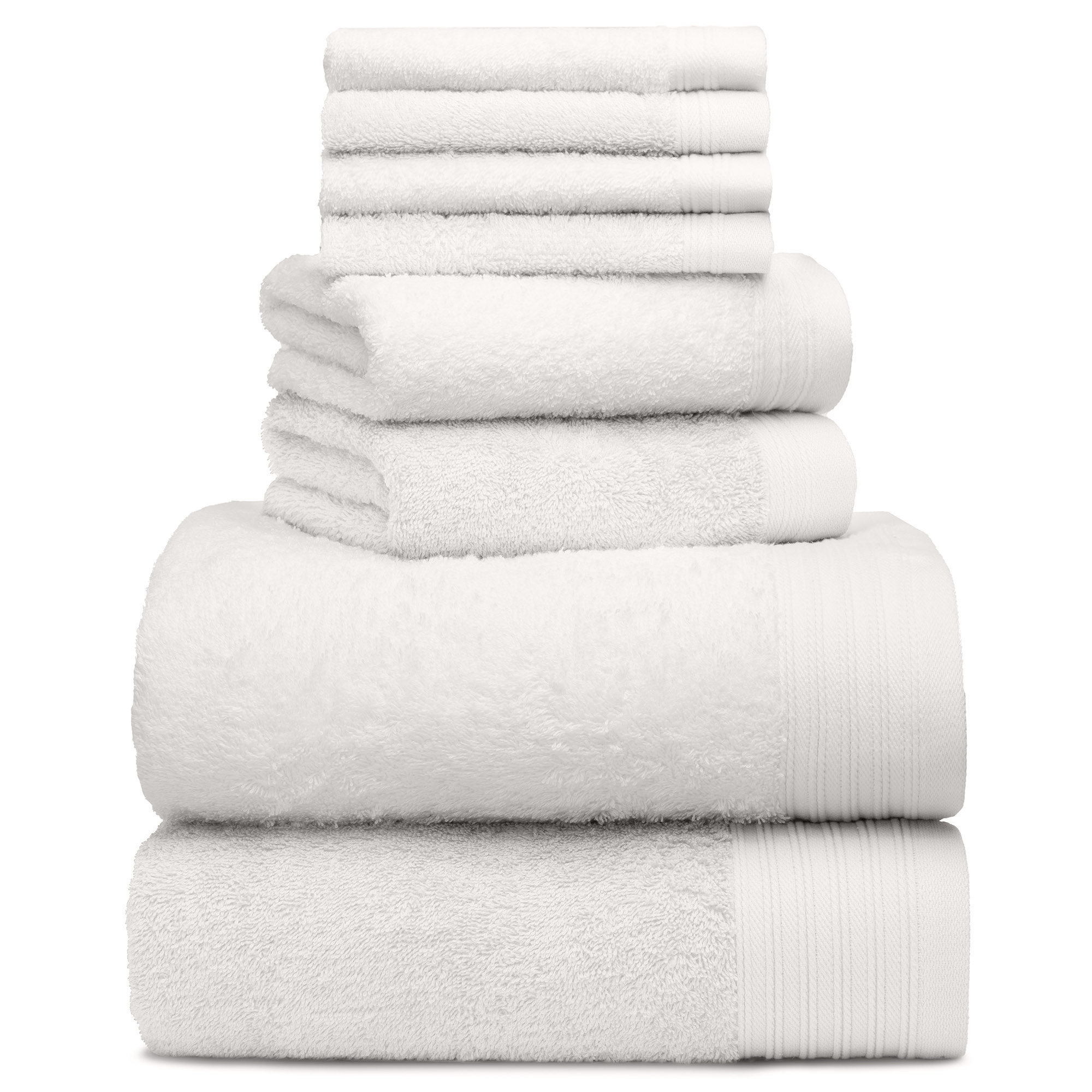Doncia 8 Piece 100% Cotton Towel Set, White