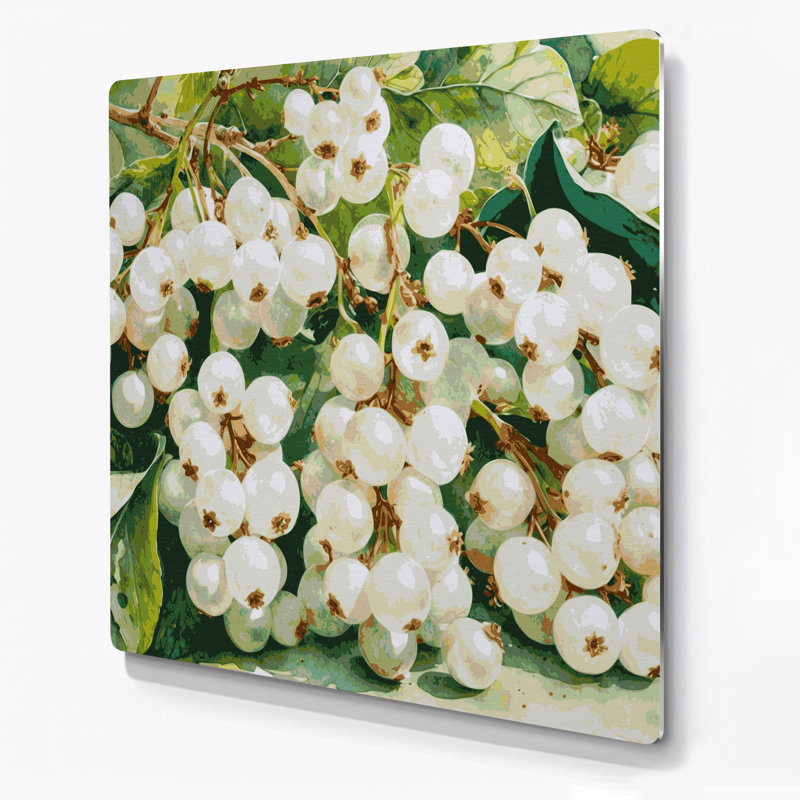 Art mural en métal beige fruit groseille, H 12 po x l 12 po