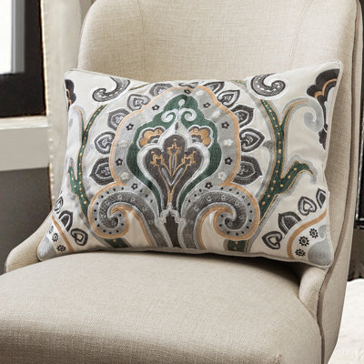 Embroidered Cotton Reversible Pillow Cover