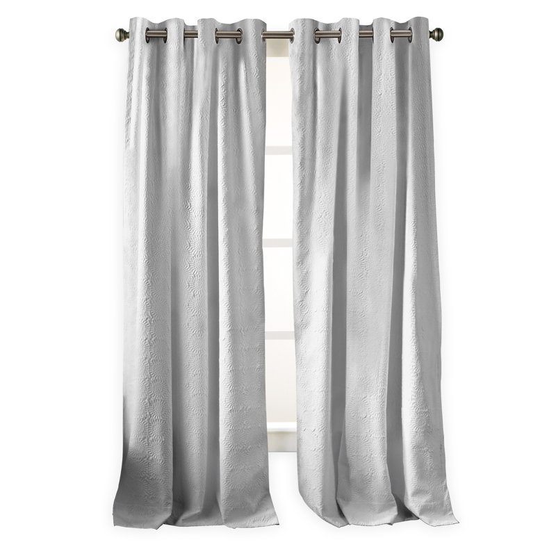 Panneaux de rideaux à oeillets de couleur unie Chrysanthemum, gris, l 50 po x L 63 po