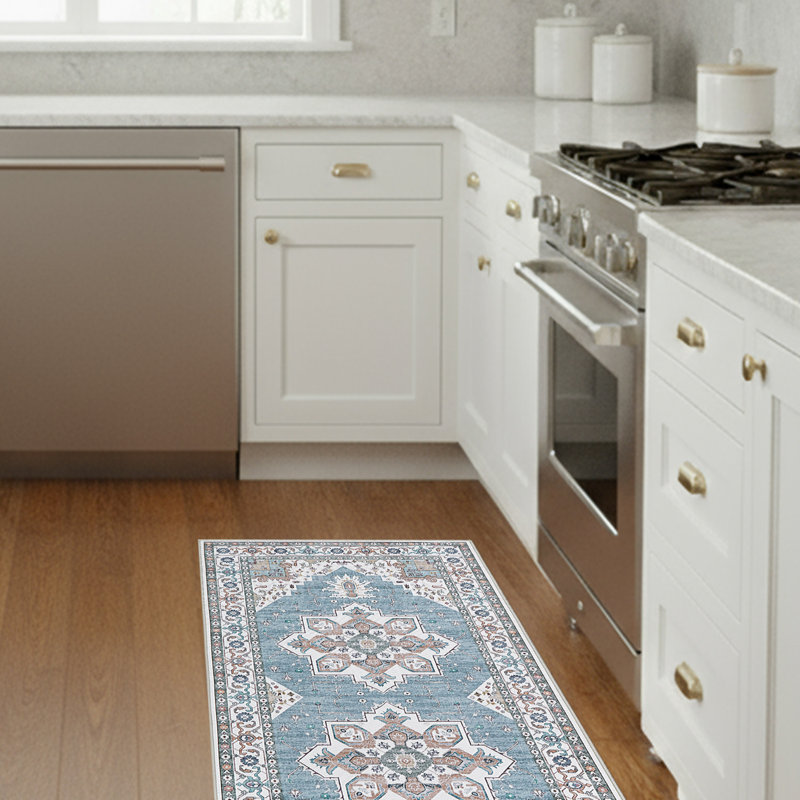 Laura Ashley Florence Imagine Printed Chenille Machine Washable Rugs, Blue, 2'2" x 5'